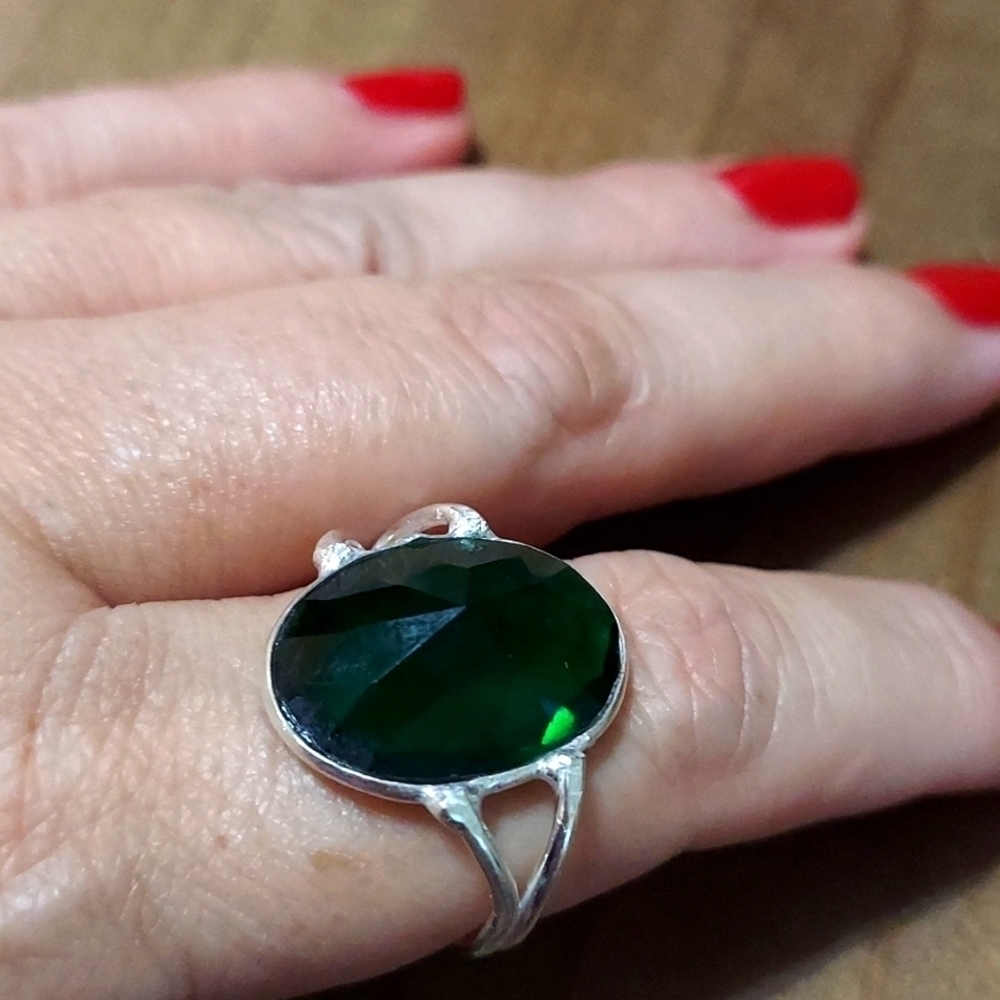 CHROME Diopside Sterling Silver Ring Size 7.25